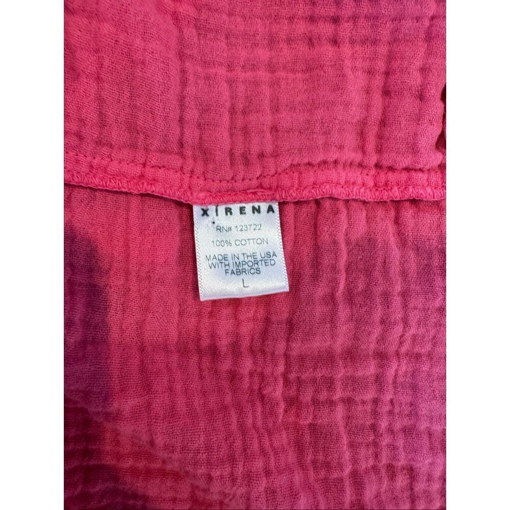 Xirena Nissa Pink Cotton Gauze Tiered Mini Dress V Neck Open Tie Back Large - Picture 9 of 9